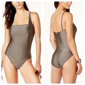 NWT! Calvin Klein Bronze Pleated One Piece Swimsuit NEW!